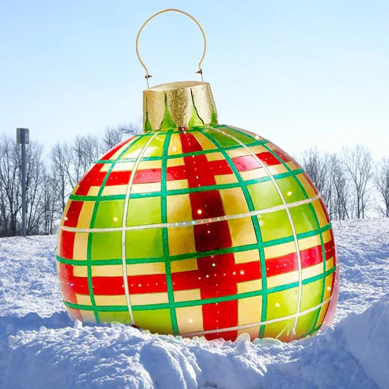 Christmas Ornament Ball Outdoor Pvc 60CM Inflatable Decorated Ball PVC Giant Big Large Balls Xmas Tree Decorations Toy Ball - Home Decoration Plus