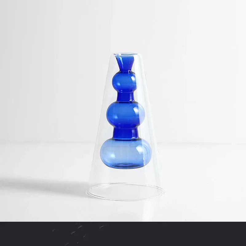Home Decoration Accessories Nordic Ins Colourful Glass Transparent Vase Living Room Dining Table Dried Flowers Hydroponic Vases - Home Decoration Plus