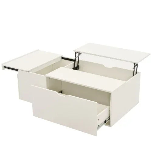 Lift Up Coffee Table, Coffee Table With Drawer, Wooden Tea Tables Sofa End Tables For Living Room Furniture , White - Home Decoration Plus