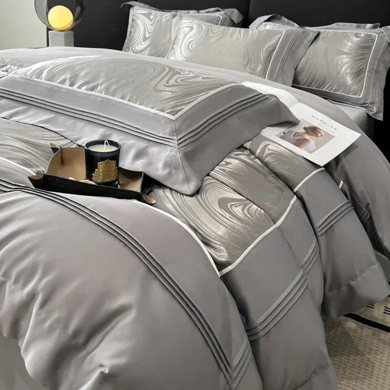 Luxury Jacquard Bedding Set - 4-Piece Yarn-Dyed Premium Collection - Home Decoration Plus