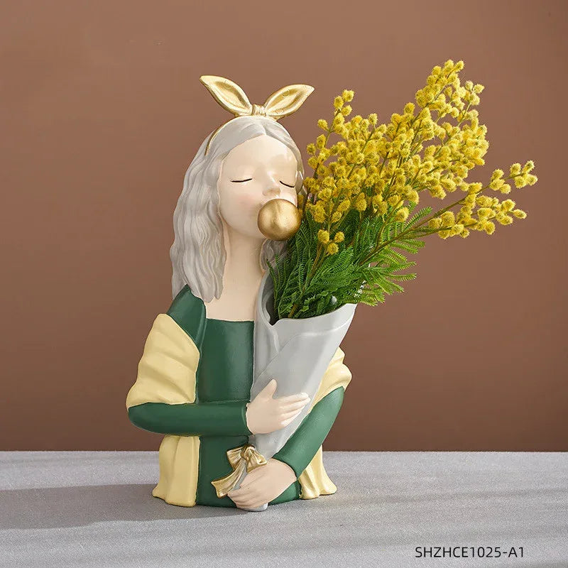 Home Decor Girl Figurine Resin Sculpture Abstract Art Room Decor Nordic Decoration Home Living Room Decoration Accessories Gifts - Home Decoration Plus