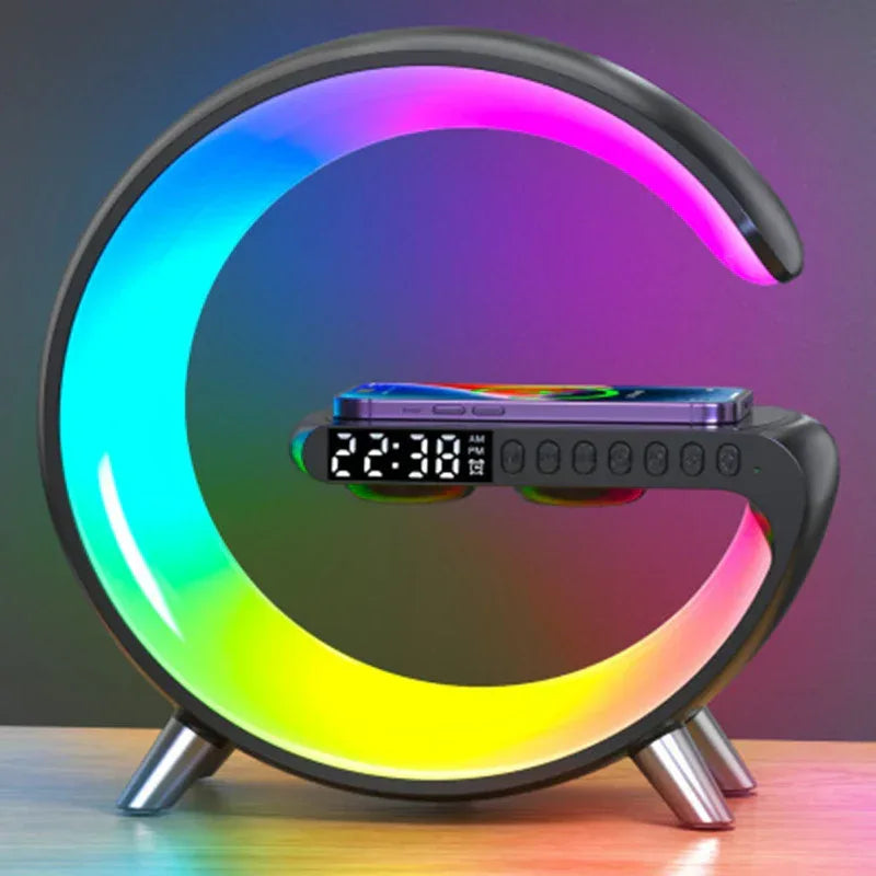 New Intelligent G Shaped LED Lamp Bluetooth Speake Wireless Charger Atmosphere Lamp App Control For Bedroom Home Decor - Home Decoration Plus