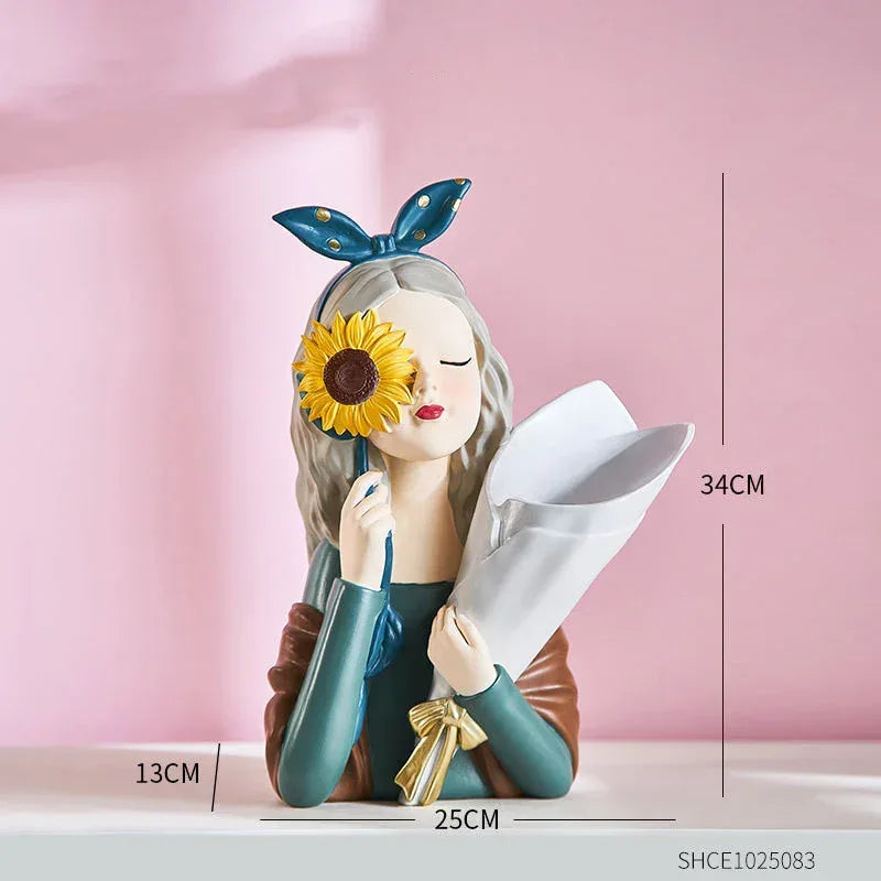 Home Decor Girl Figurine Resin Sculpture Abstract Art Room Decor Nordic Decoration Home Living Room Decoration Accessories Gifts - Home Decoration Plus