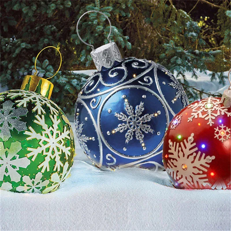 Christmas Ornament Ball Outdoor Pvc 60CM Inflatable Decorated Ball PVC Giant Big Large Balls Xmas Tree Decorations Toy Ball - Home Decoration Plus