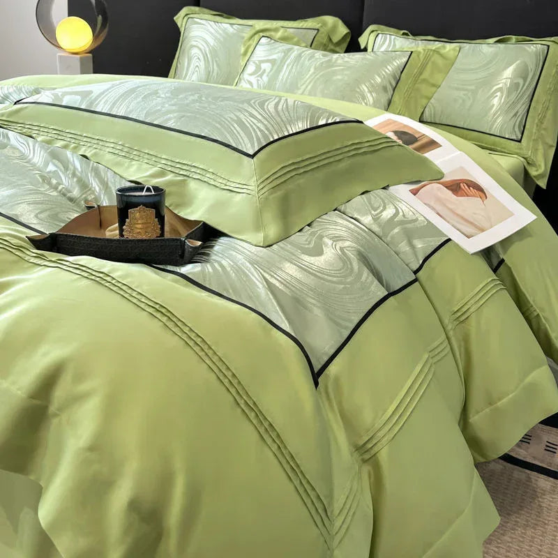 Luxury Jacquard Bedding Set - 4-Piece Yarn-Dyed Premium Collection - Home Decoration Plus