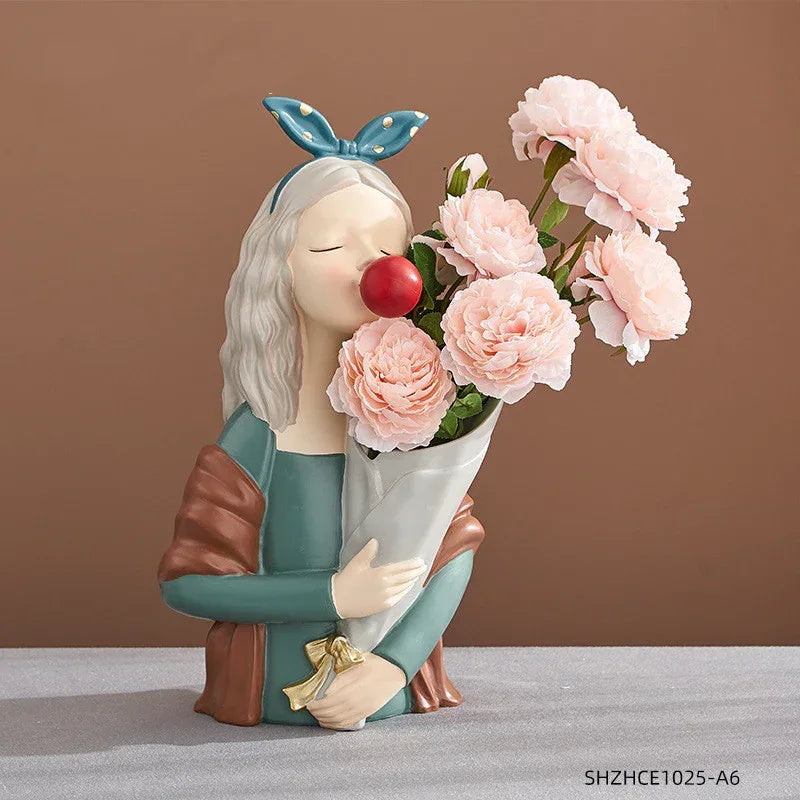 Home Decor Girl Figurine Resin Sculpture Abstract Art Room Decor Nordic Decoration Home Living Room Decoration Accessories Gifts - Home Decoration Plus