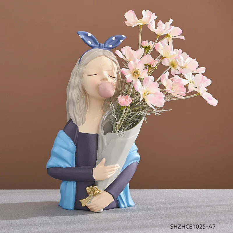 Home Decor Girl Figurine Resin Sculpture Abstract Art Room Decor Nordic Decoration Home Living Room Decoration Accessories Gifts - Home Decoration Plus
