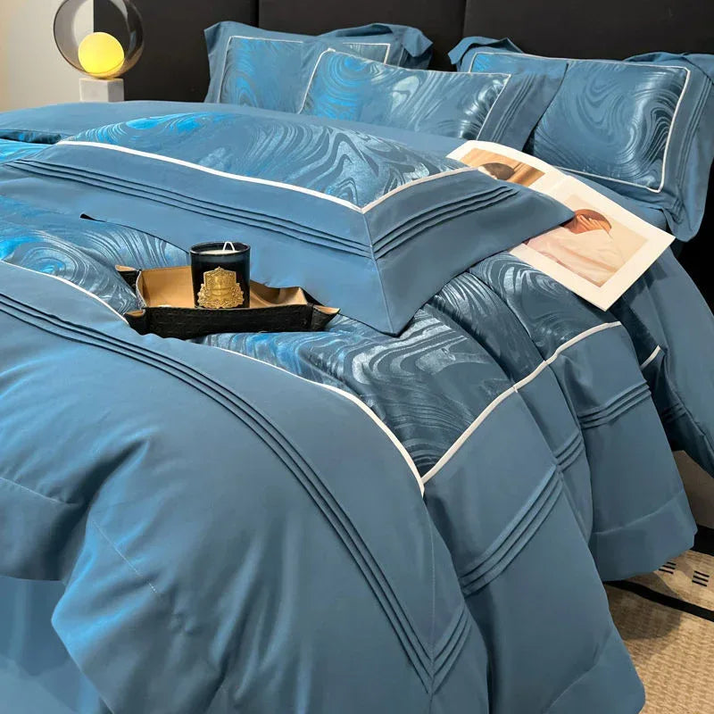 Luxury Jacquard Bedding Set - 4-Piece Yarn-Dyed Premium Collection - Home Decoration Plus