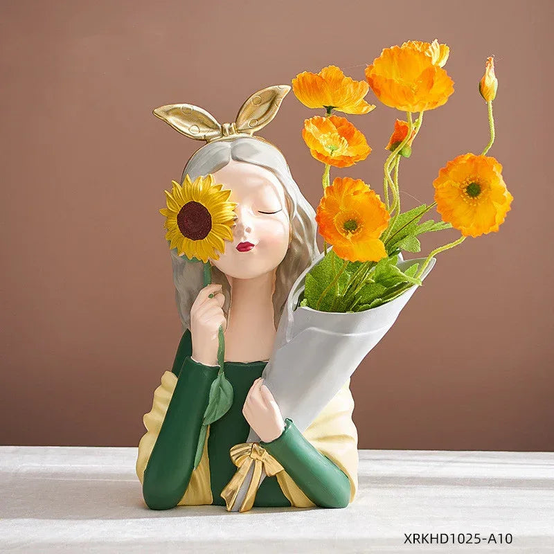 Home Decor Girl Figurine Resin Sculpture Abstract Art Room Decor Nordic Decoration Home Living Room Decoration Accessories Gifts - Home Decoration Plus