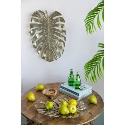 Gold Monstera Leaf Wall Decor - 18.9x13.4 Inch Premium Metal Wall Art - Home Decoration Plus