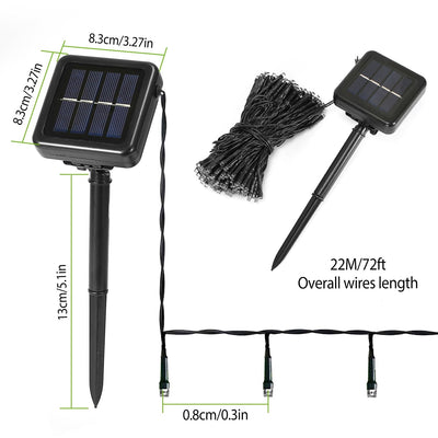 1Pc 200 LED 22M Solar String Lights With 8 Lighting Modes IP44 Waterproof For Christmas Wedding Party Garden Yard Decor