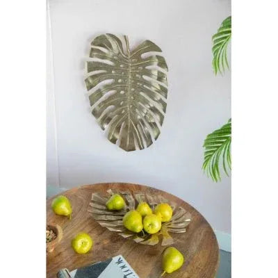 Gold Monstera Leaf Wall Decor - 18.9x13.4 Inch Premium Metal Wall Art - Home Decoration Plus