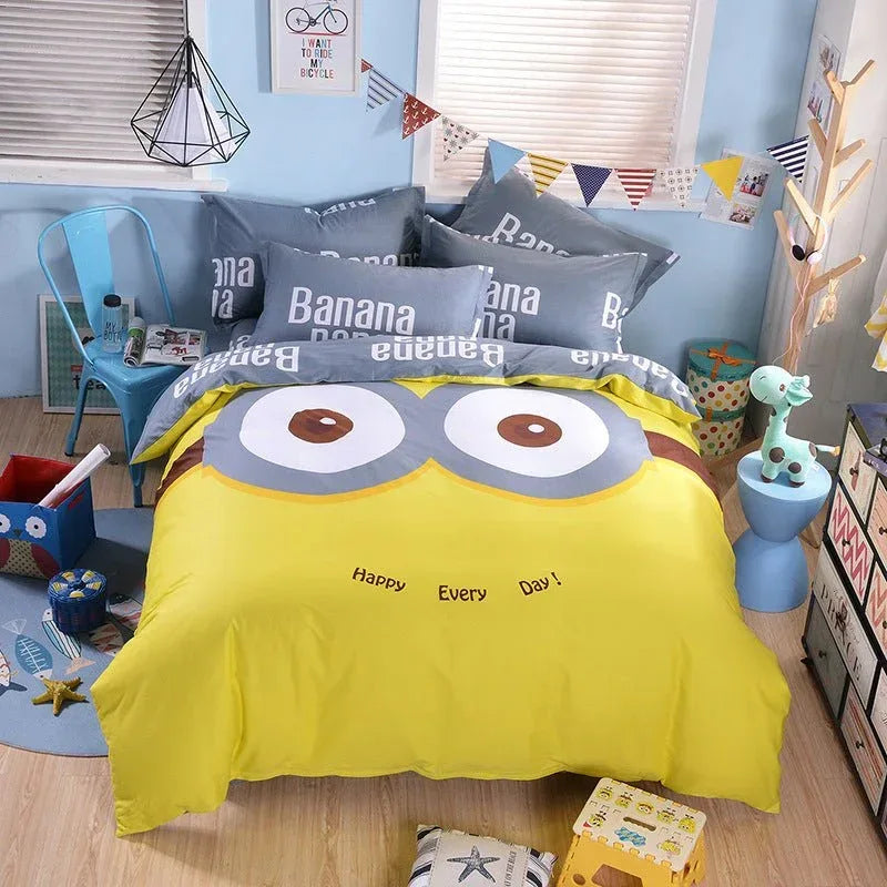 Cotton Cartoon Bedding Set - Fun Printed Bed Sheets for Kids & Adults - Home Decoration Plus