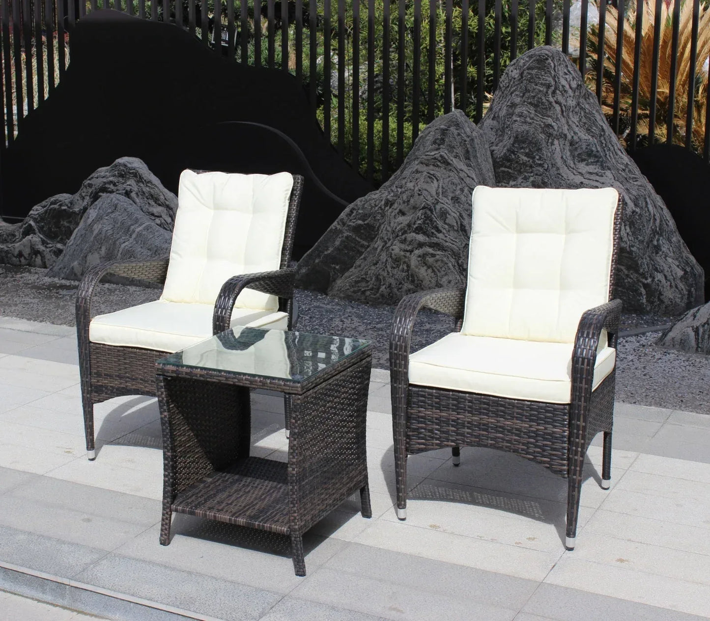 Outdoor Patio Furniture 1 Coffee Table With Clear Tempered Glass - Home Decoration Plus