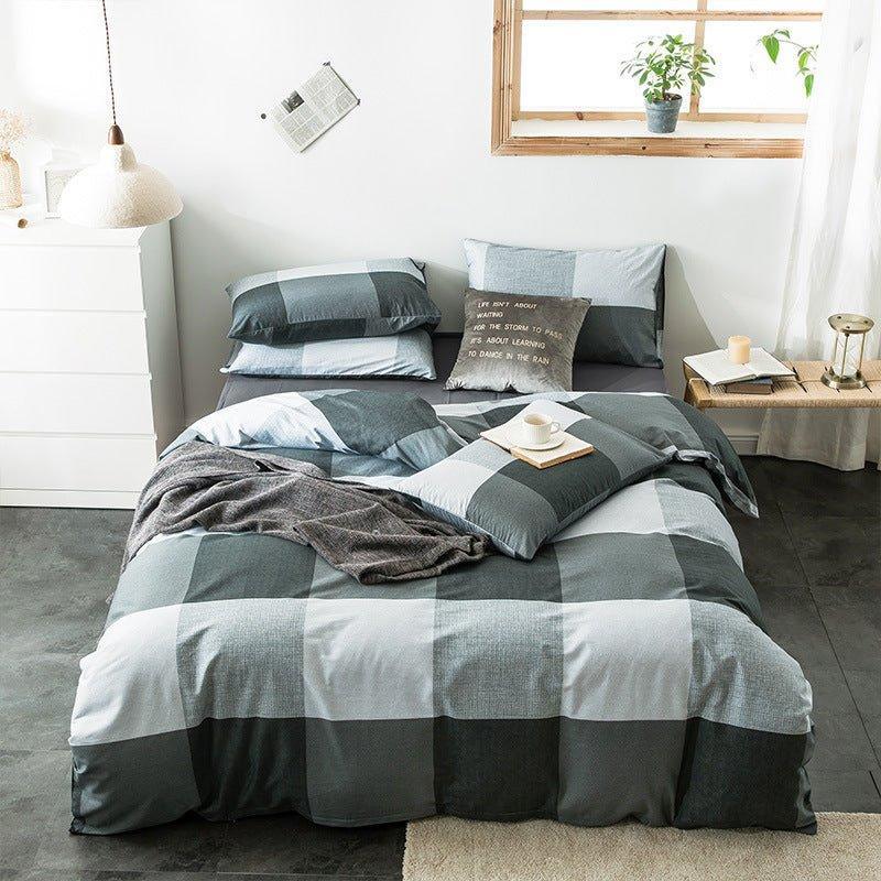 Check Cotton Bedding Set - Plaid Bed Sheets for Bedroom - Home Decoration Plus