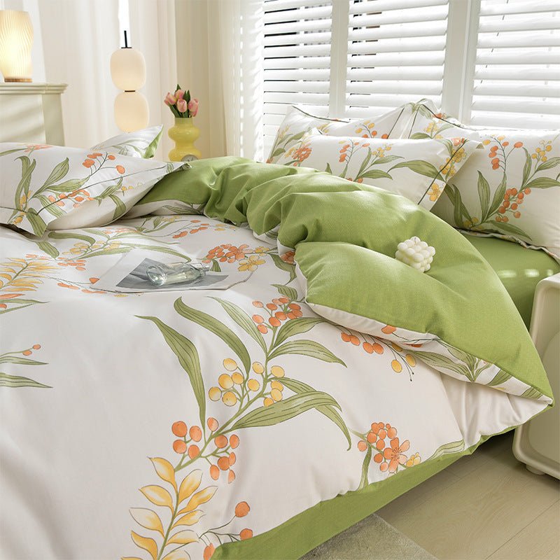 Household Pure Cotton Four-piece Set Sanded Sheets Bedding
