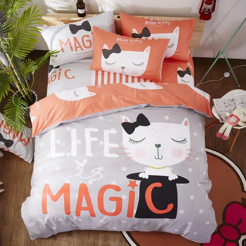 Cotton Cartoon Bedding Set - Fun Printed Bed Sheets for Kids & Adults - Home Decoration Plus