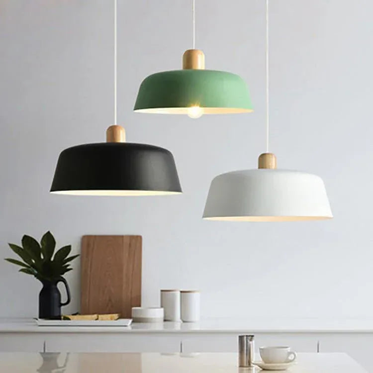 Nordic Wood Pendant Light - Modern Round Hanging Lamp for Kitchen Dining - Home Decoration Plus