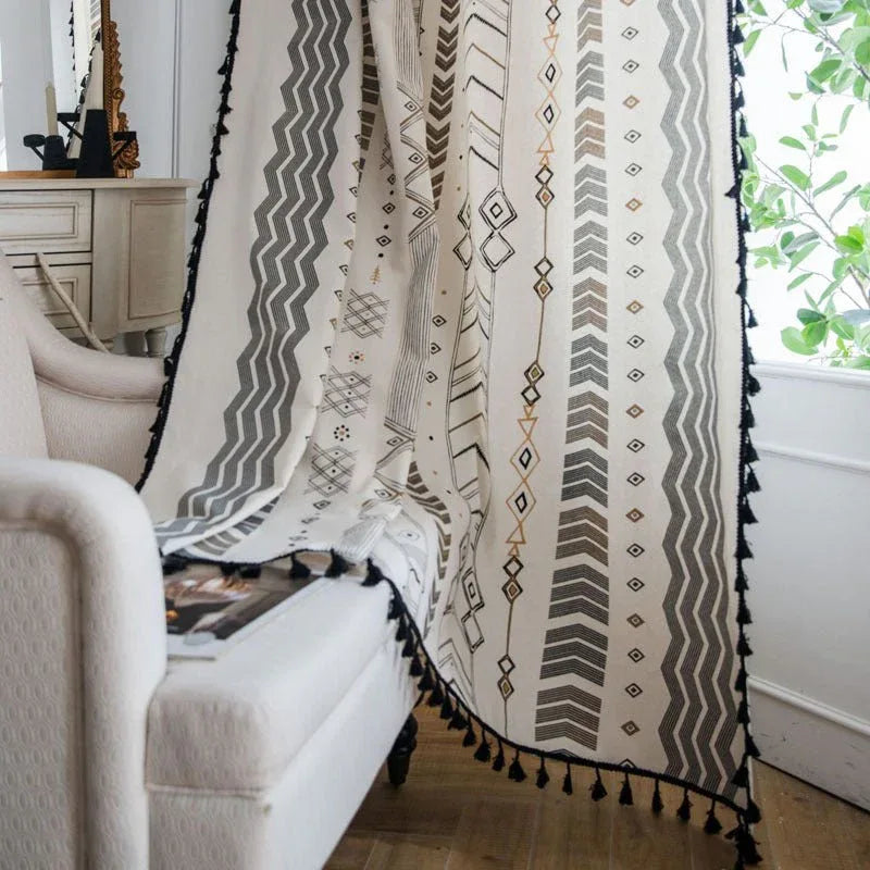 Bohemian Cotton Linen Curtains - Custom Sheer Drapes for Living Room - Home Decoration Plus