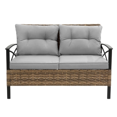 Patio 4Piece Sectional Sofa Set   KD Rattan Wicker Outdoor Garden Furniture