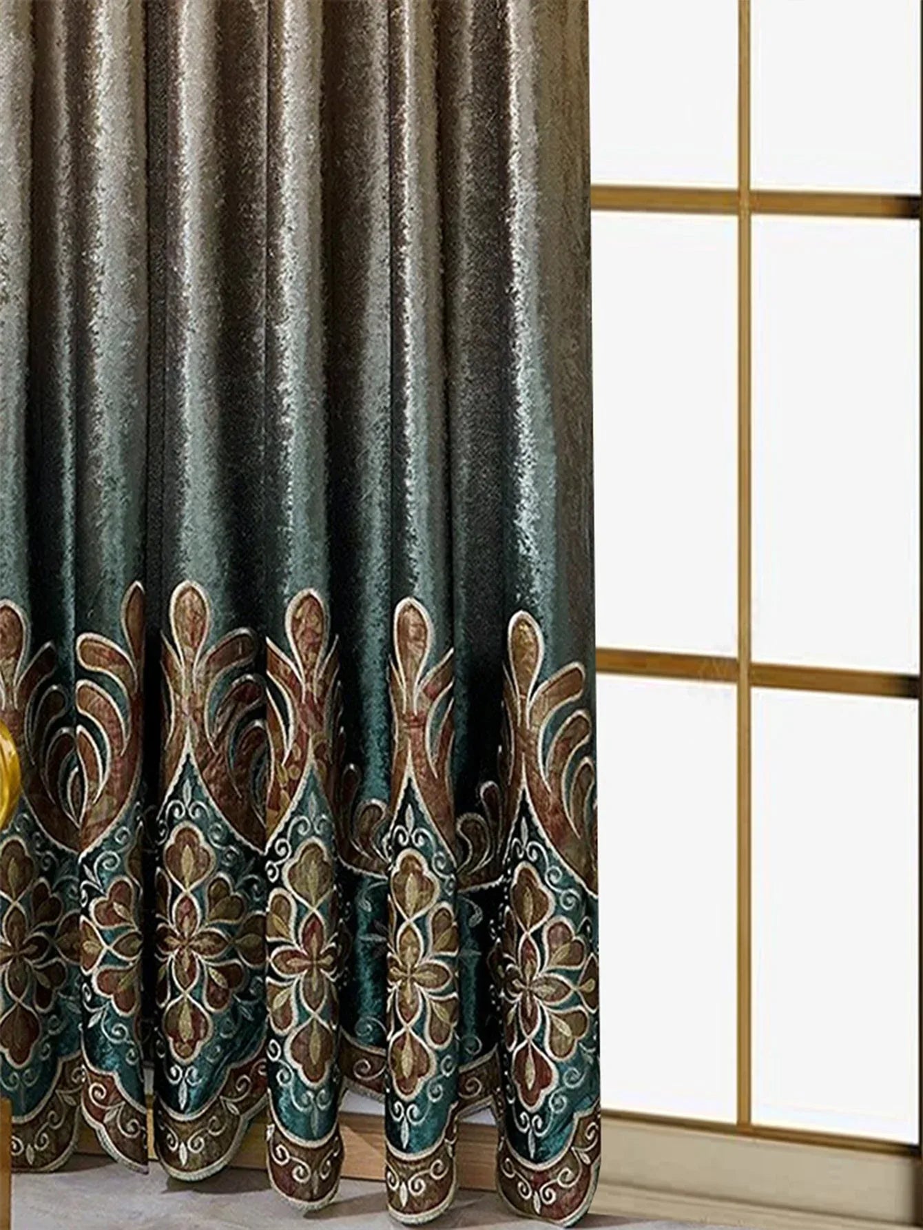 Two Pieces Of Luxurious European Villa Curtains With Elegant Floral Patterns, Suitable For Living Room And Bedroom - Home Decoration Plus