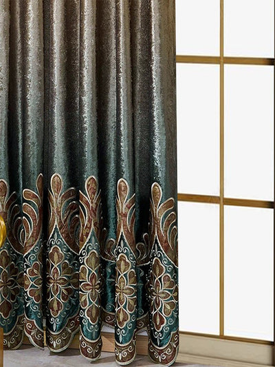 Two Pieces Of Luxurious European Villa Curtains With Elegant Floral Patterns, Suitable For Living Room And Bedroom