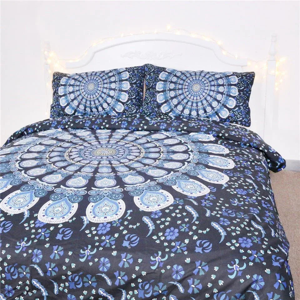 Blue Peacock Bedding Set - Elegant Luxury Bed Sheets for Bedroom - Home Decoration Plus
