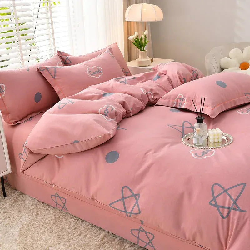 Pure Cotton 4-Piece Bedding Set - Soft Sanded Sheets for Bedroom - Home Decoration Plus