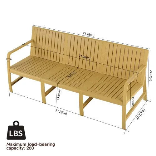 1-Piece Indoor Outdoor Furniture 3-Seater Sofa Waterproof PP Material - Easy Assembly Patio Conversation Set - Home Decoration Plus