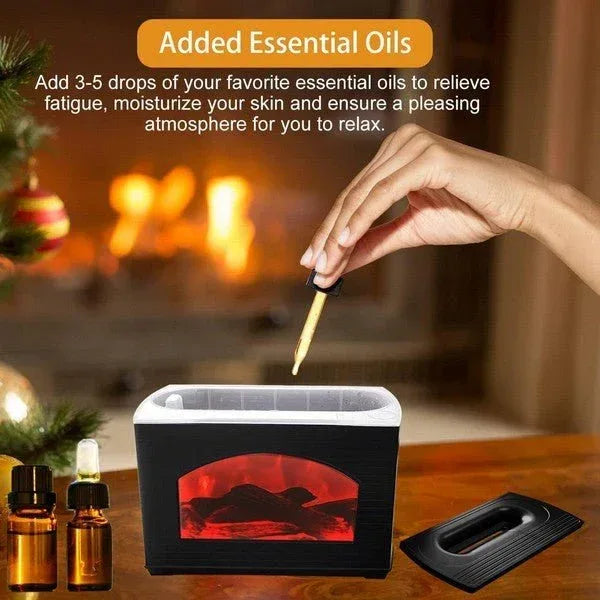 Flame Humidifier - Essential Oil Diffuser with Fireplace Light for Bedroom - Home Decoration Plus