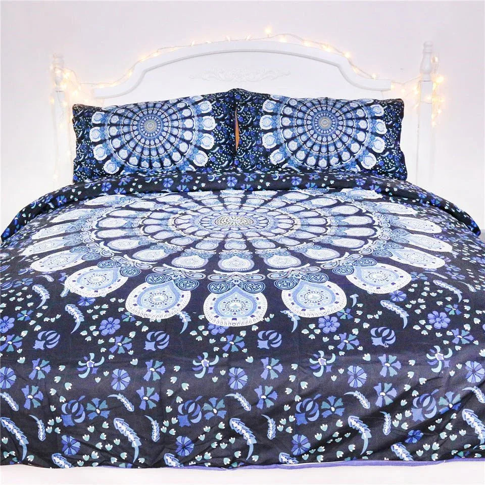 Blue Peacock Bedding Set - Elegant Luxury Bed Sheets for Bedroom - Home Decoration Plus