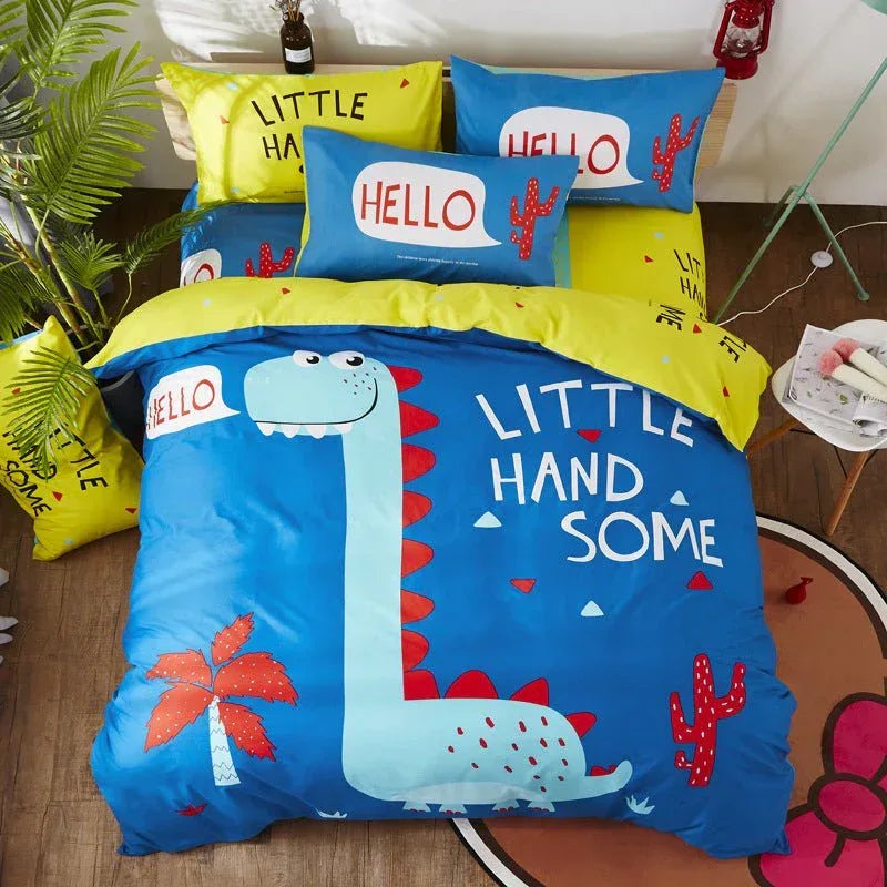 Cotton Cartoon Bedding Set - Fun Printed Bed Sheets for Kids & Adults - Home Decoration Plus