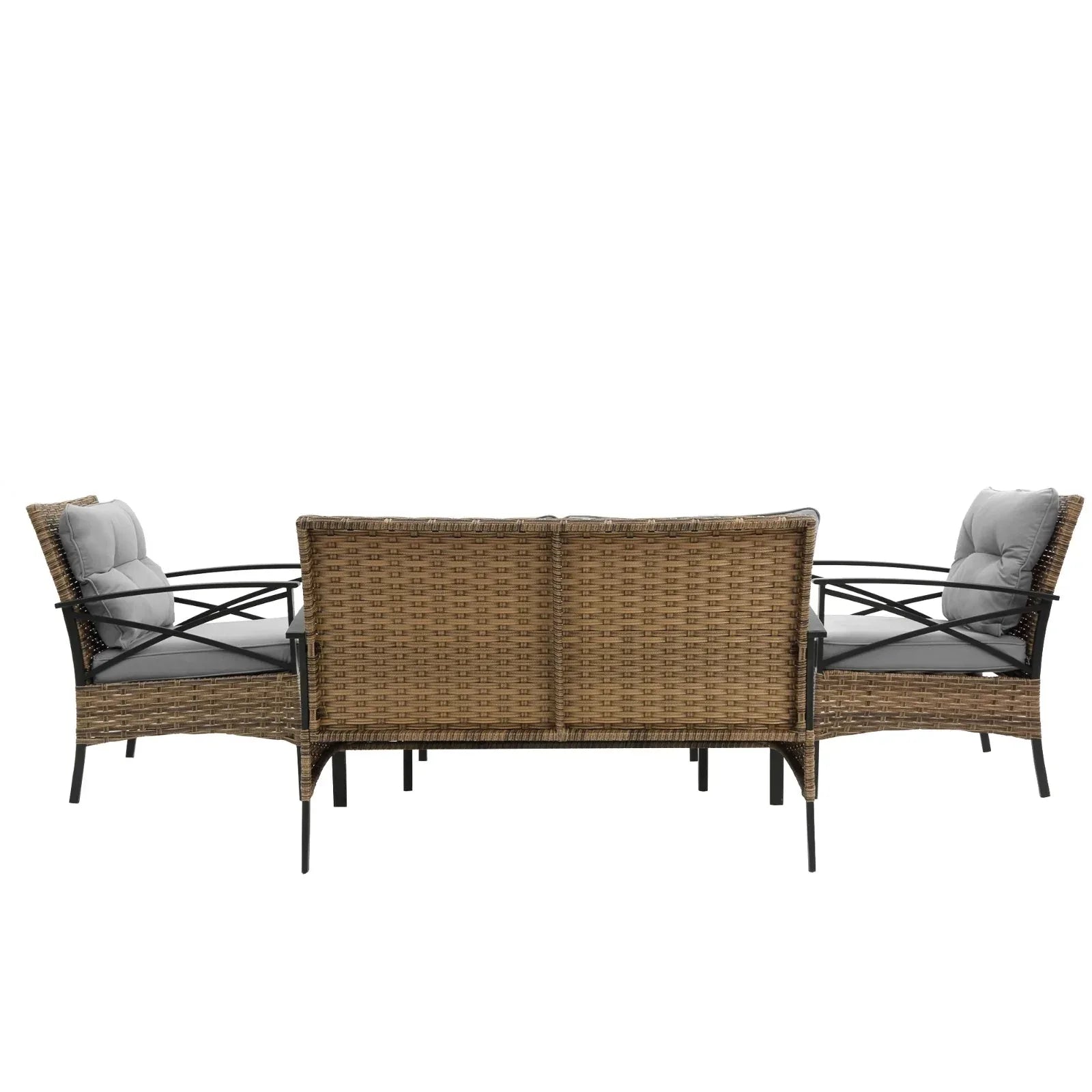 4-Piece Patio Sectional Sofa Set - KD Rattan Wicker Outdoor Garden Furniture - Home Decoration Plus