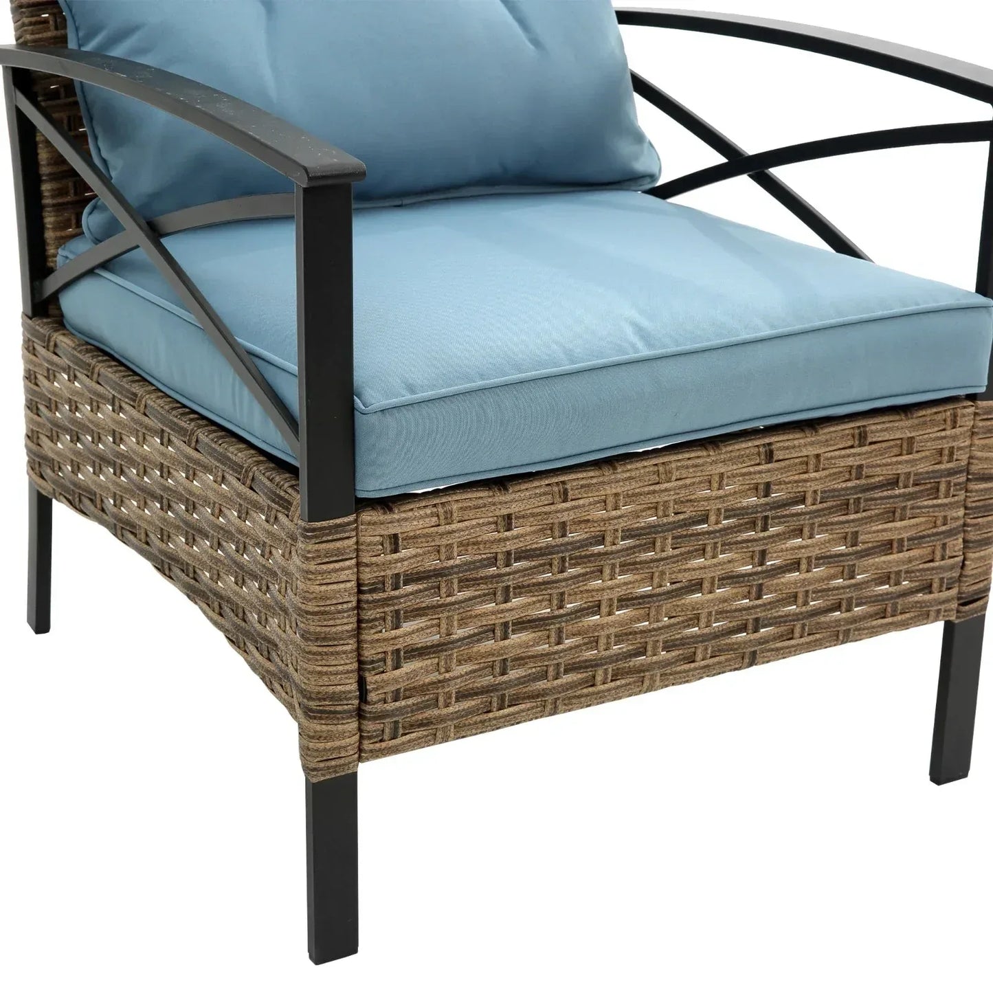 4-Piece Patio Sectional Low Dining Sofa Set - KD Rattan Wicker Outdoor - Home Decoration Plus