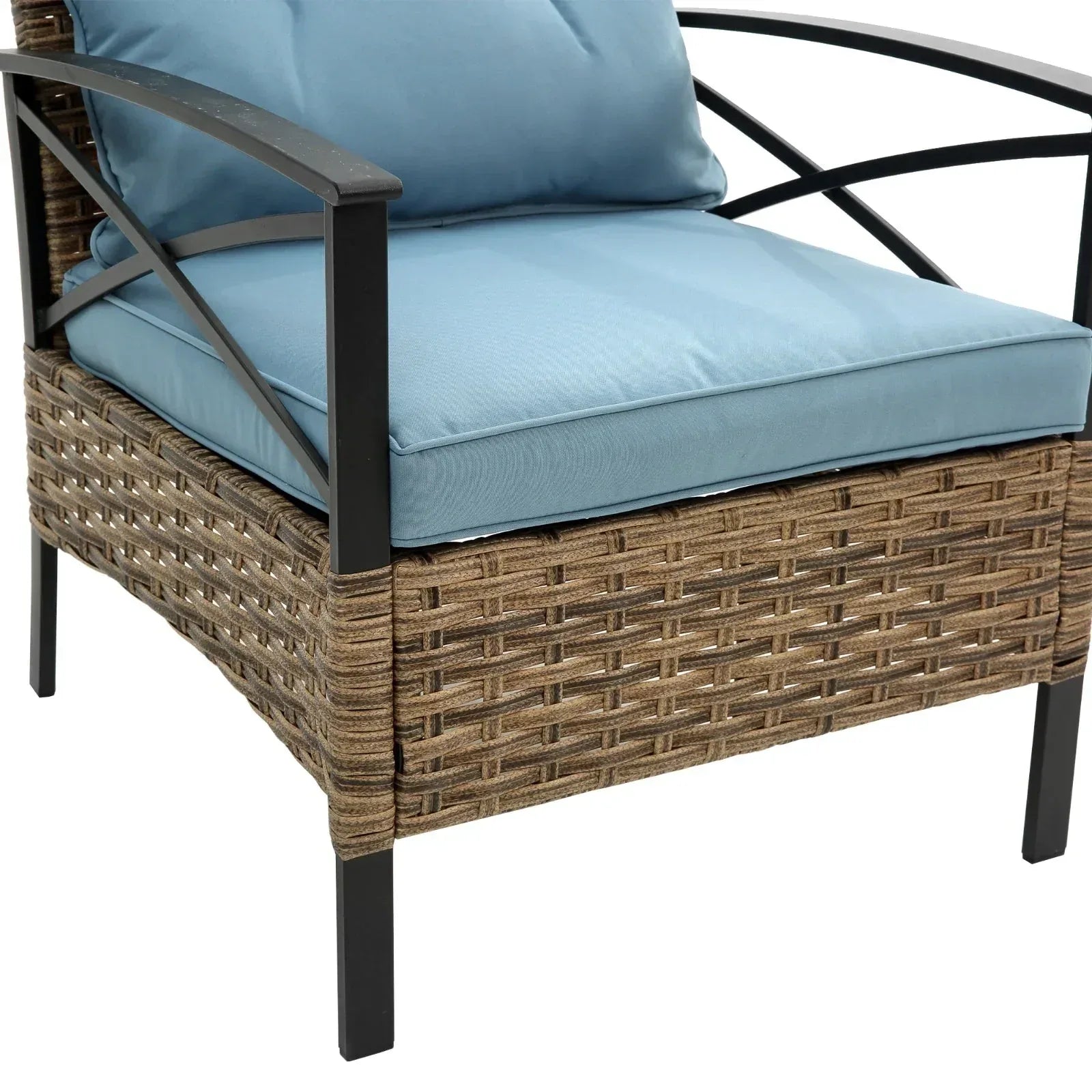 4-Piece Patio Sectional Low Dining Sofa Set - KD Rattan Wicker Outdoor - Home Decoration Plus