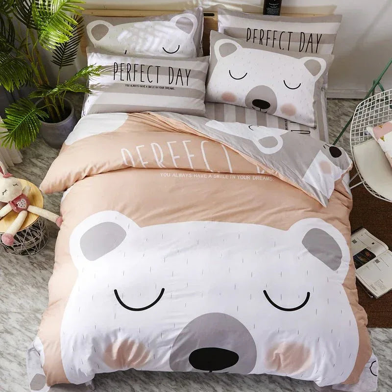Cotton Cartoon Bedding Set - Fun Printed Bed Sheets for Kids & Adults - Home Decoration Plus
