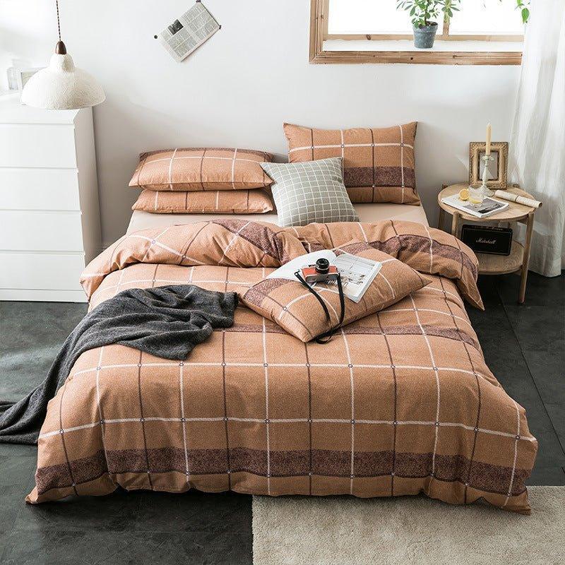 Check Cotton Bedding Set - Plaid Bed Sheets for Bedroom - Home Decoration Plus