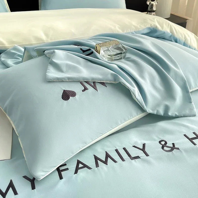 Contrast Color Cotton Bedding Set - Minimalist Bed Sheets for Bedroom - Home Decoration Plus