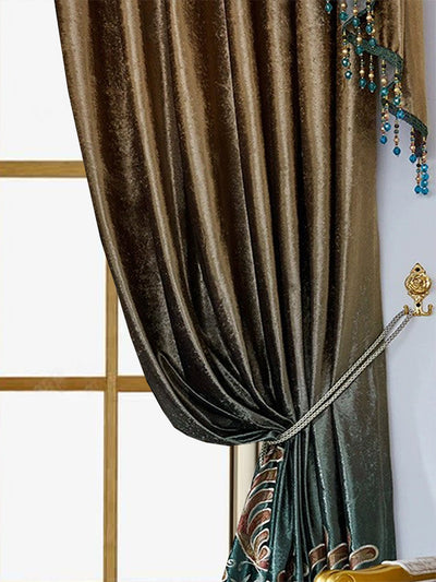 Two Pieces Of Luxurious European Villa Curtains With Elegant Floral Patterns, Suitable For Living Room And Bedroom