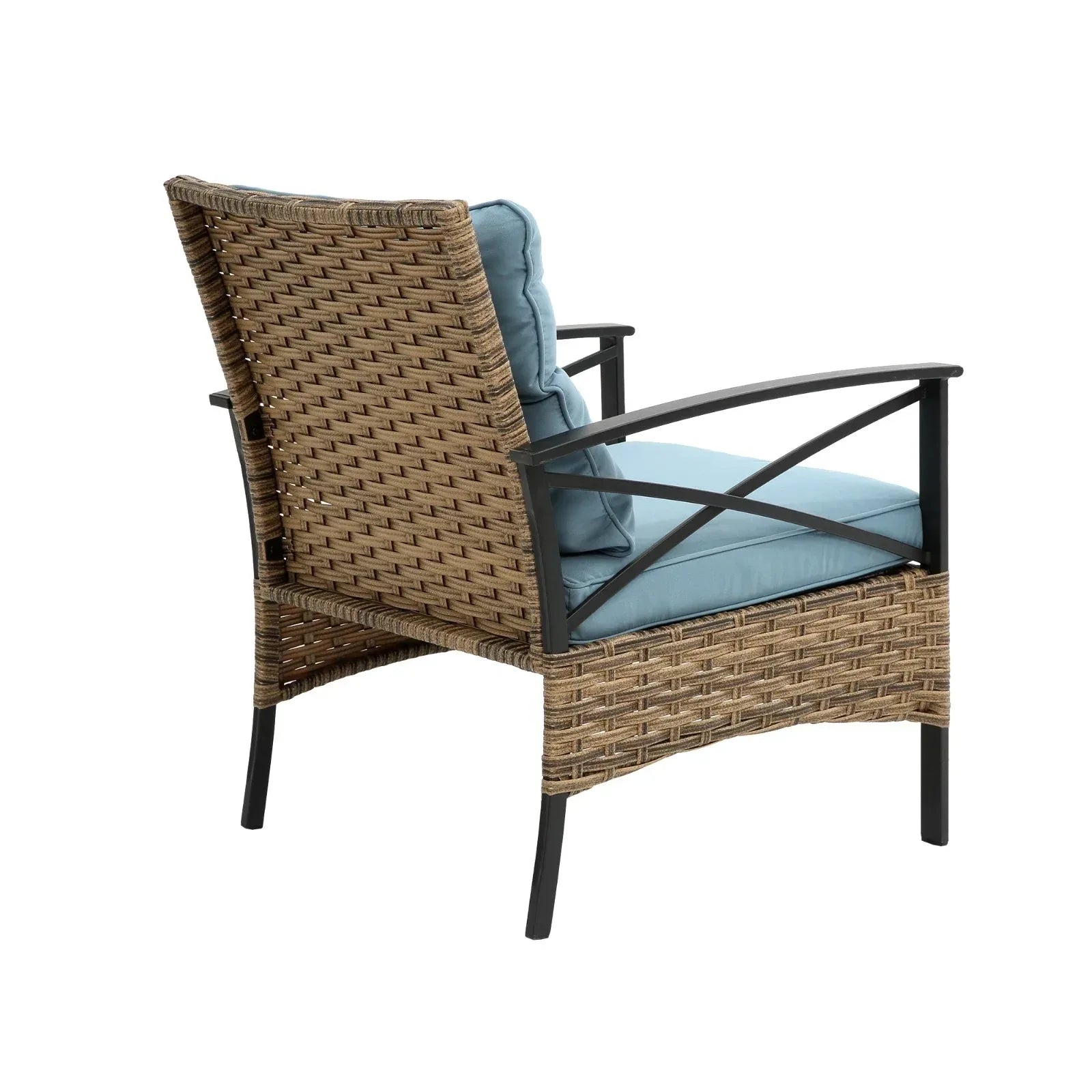 4-Piece Patio Sectional Low Dining Sofa Set - KD Rattan Wicker Outdoor - Home Decoration Plus