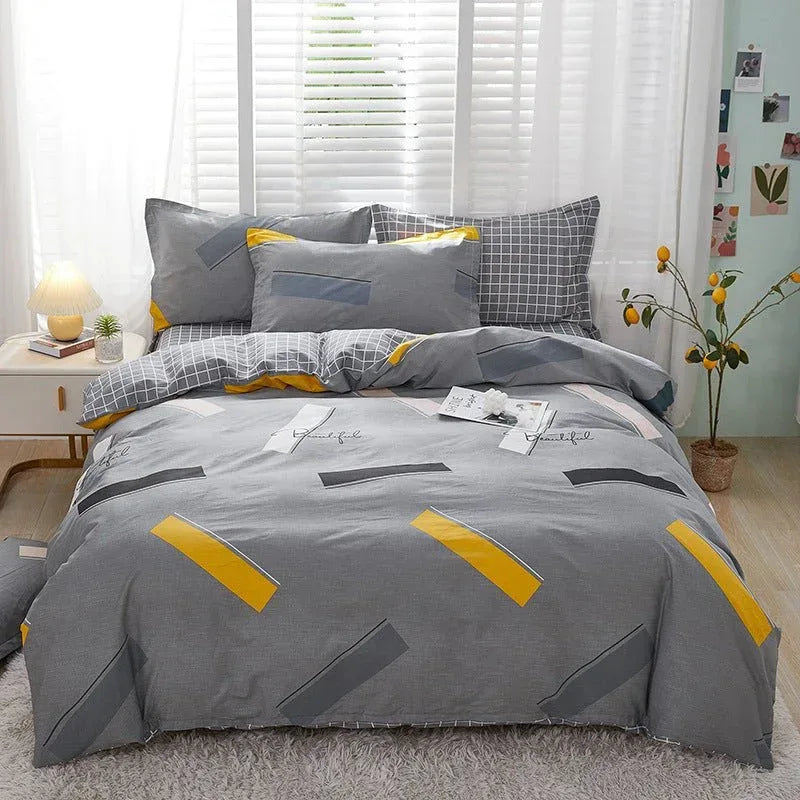 Minimalist Student Bedding Set - Single Quilt Cover & Sheets - Home Decoration Plus