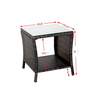 Outdoor Patio Furniture 1 Coffee Table With Clear Tempered Glass