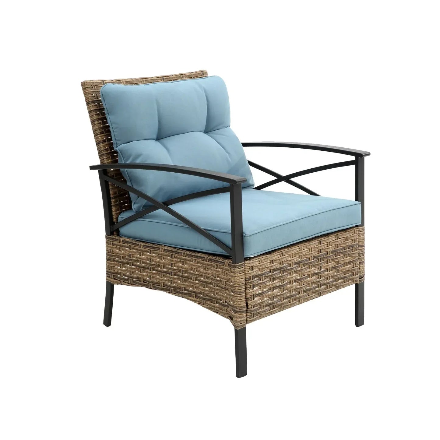 4-Piece Patio Sectional Low Dining Sofa Set - KD Rattan Wicker Outdoor - Home Decoration Plus