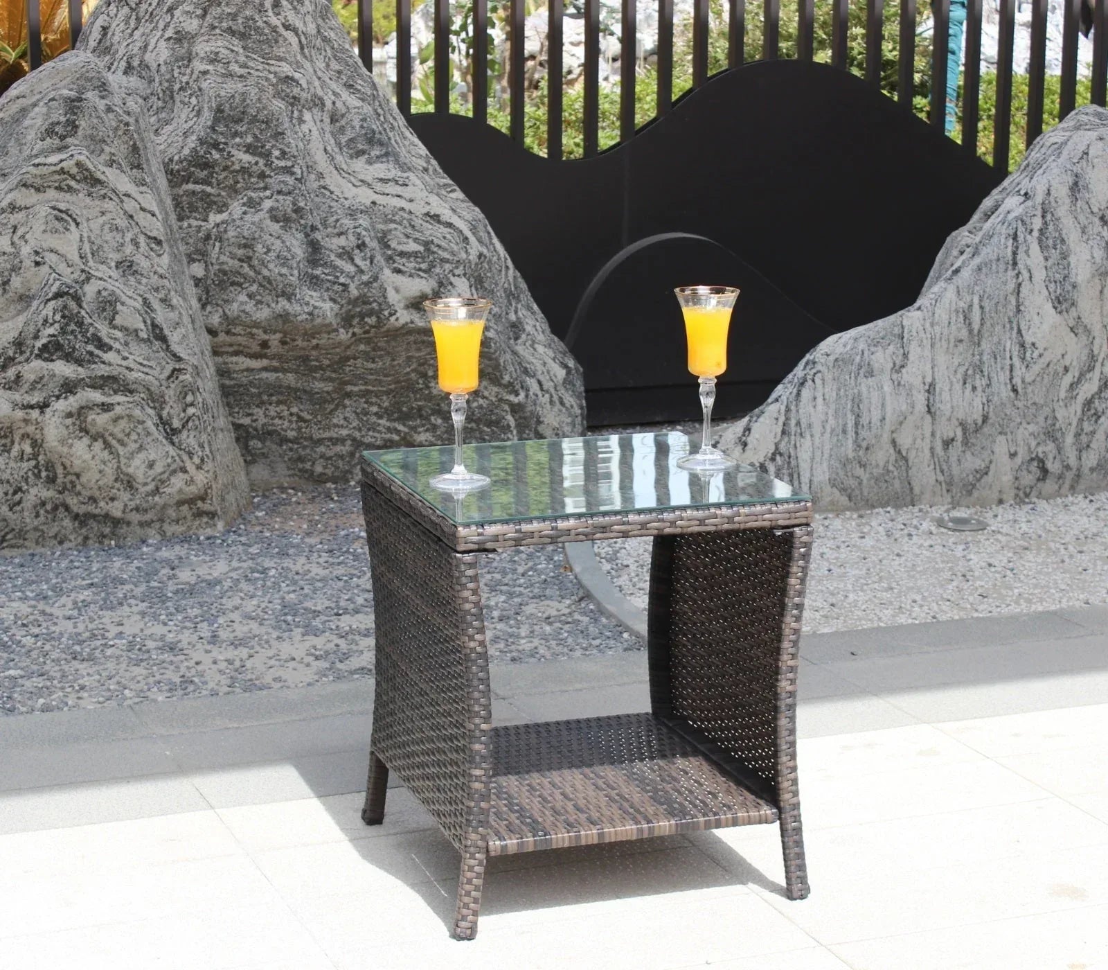 Outdoor Patio Furniture 1 Coffee Table With Clear Tempered Glass - Home Decoration Plus