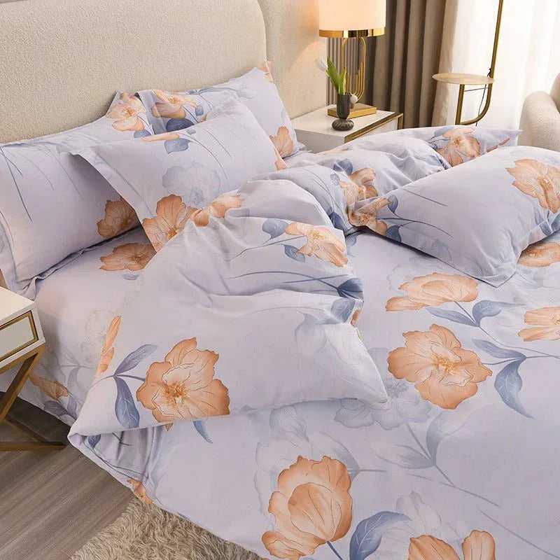 Pure Cotton 4-Piece Bedding Set - Soft Sanded Sheets for Bedroom - Home Decoration Plus