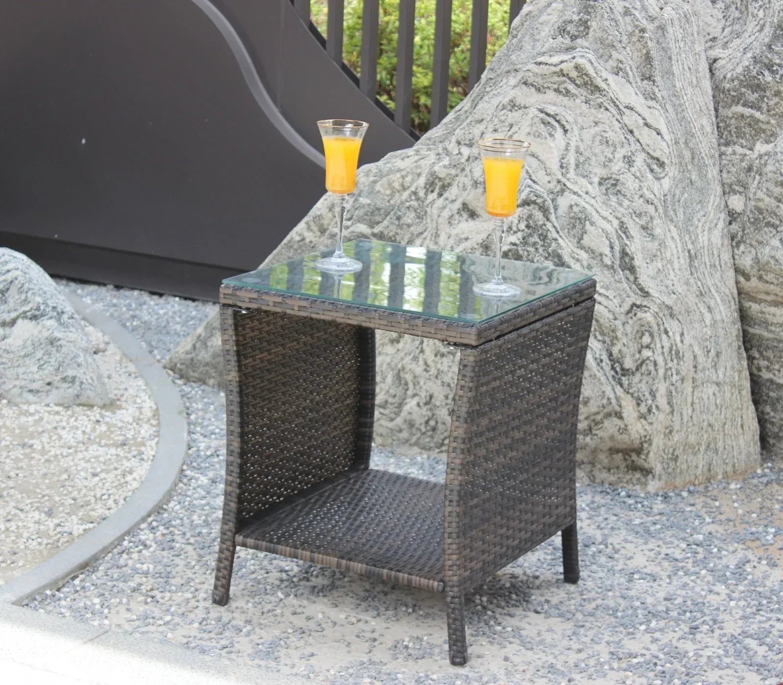 Outdoor Patio Furniture 1 Coffee Table With Clear Tempered Glass - Home Decoration Plus