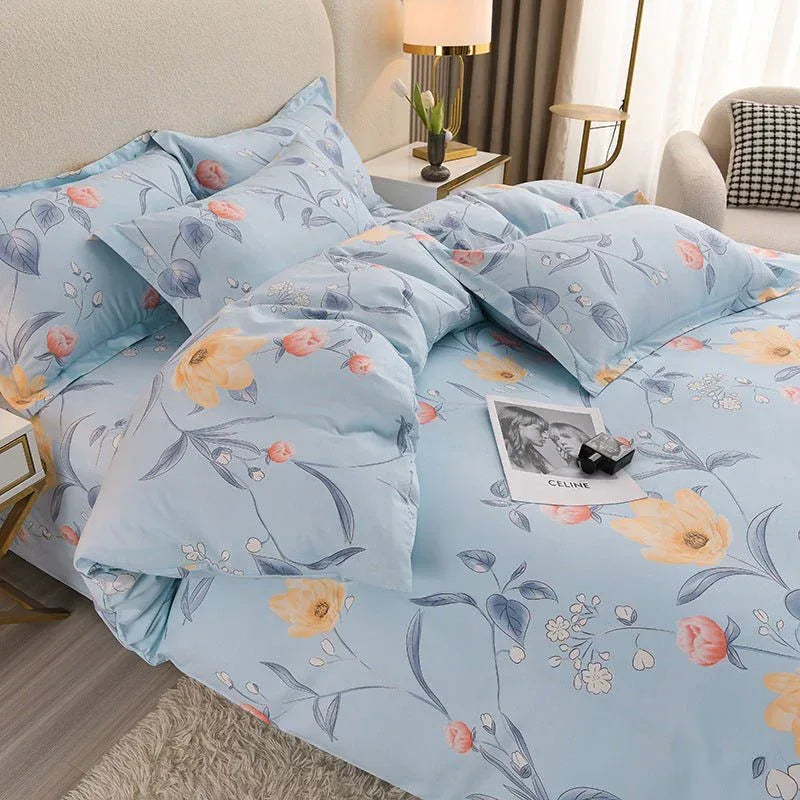 Pure Cotton 4-Piece Bedding Set - Soft Sanded Sheets for Bedroom - Home Decoration Plus