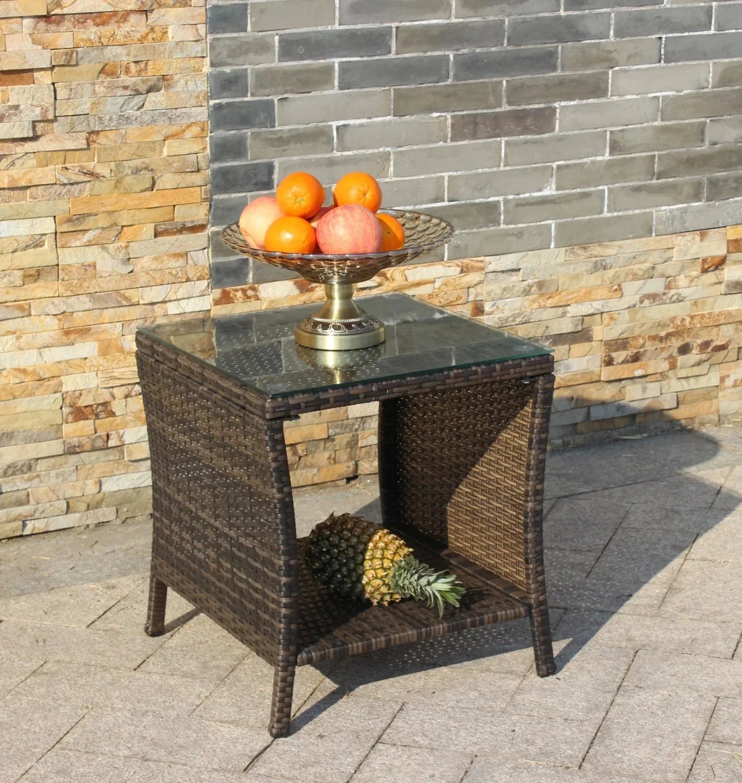 Outdoor Patio Furniture 1 Coffee Table With Clear Tempered Glass - Home Decoration Plus