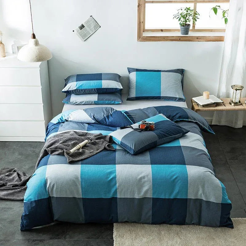 Check Cotton Bedding Set - Plaid Bed Sheets for Bedroom - Home Decoration Plus