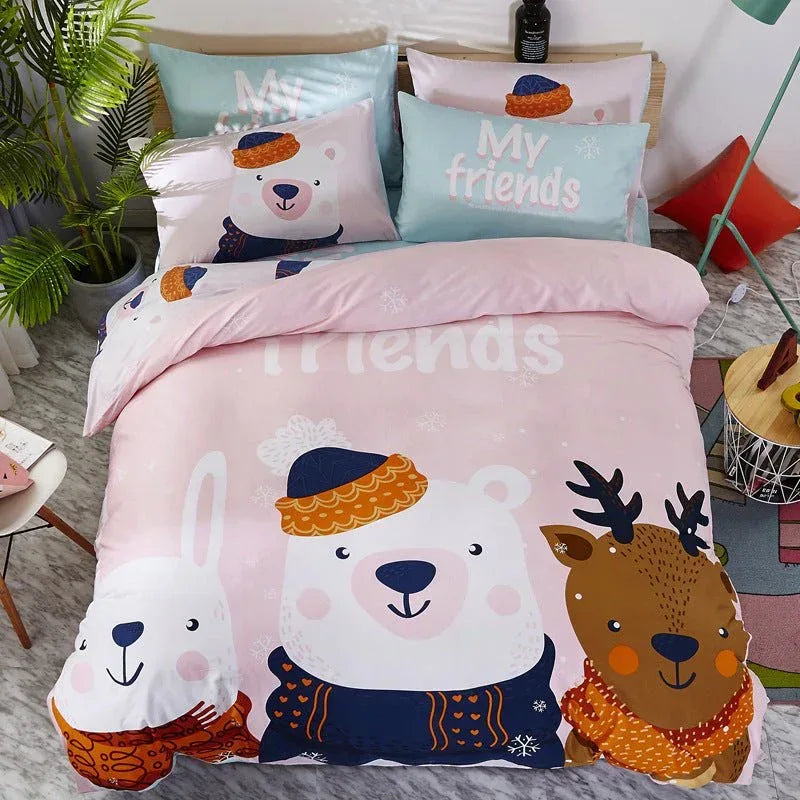 Cotton Cartoon Bedding Set - Fun Printed Bed Sheets for Kids & Adults - Home Decoration Plus